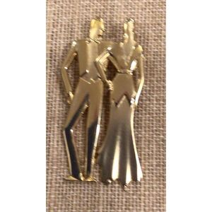JJ 1988 Vintage Gold tone Brooch/pin Of Dressed Up Man And Woman